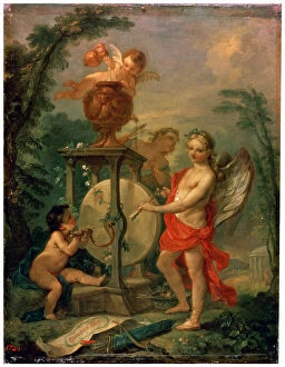 Charles Joseph Natoire Collection: Cupid Sharpening an Arrow, 1750. Artist: Charles-Joseph Natoire