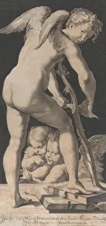 Sharpening Prints: Cupid sharpening his bow, 1645-72. Creator: Franciscus van der Steen