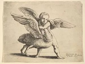 Hugging Gallery: Cupid and the swan, 1652. Creator: Wenceslaus Hollar