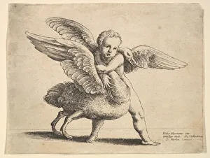 Giulio Gallery: Cupid and the swan, 1652. Creator: Wenceslaus Hollar