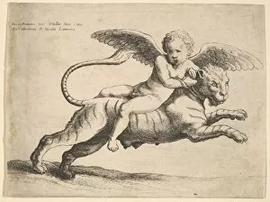 Giulio Gallery: Cupid on a tiger, 1652. Creator: Wenceslaus Hollar