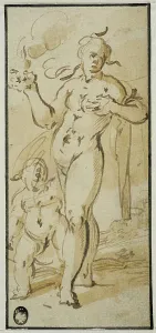 Brown Wash Prints: Cupid and Venus. Creator: Jan Philipsz van Bouckhorst
