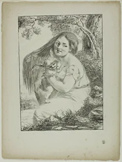 Denon Dominique Vivant Baron Prints: Cupid and a Young Woman, 1817. Creator: Vivant Denon