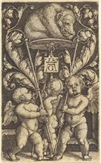 Heinrich Aldegrever Gallery: Three Cupids and a Bear, 1529. Creator: Heinrich Aldegrever