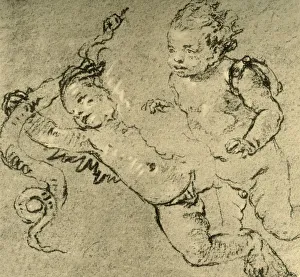Two Cupids, c1752, (1928). Artist: Giovanni Battista Tiepolo