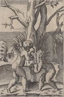 Two Cupids, ca. 1519. Creator: Agostino Veneziano