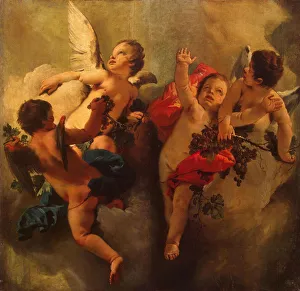 Roman Literature Gallery: Cupids with Grapes. Series Four Seasons, 1740s. Creator: Tiepolo, Giambattista