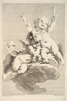 Francois Prints: Two Cupids, One Holding Torches, mid to late 18th century