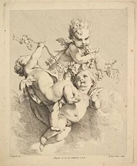 Vine Gallery: Three Cupids Playing with Vine Branches. Creator: Louis Felix de la Rue