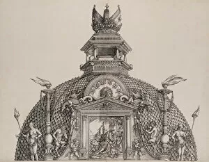 Habsburg Collection: The Cupola and Imperial Crown on the Central Portal, from the Arch of Honor, proof