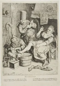 Alternative Medicine Prints: The Cupper (Kopster), 1695. Creator: Cornelis Dusart