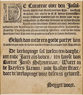 Historic Object Prints: Curateur over the insolvent estate of Rembrandt van Rijn