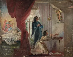 Pleading Prints: Cure at London following prayer at Rome, 1896. Creator: Unknown