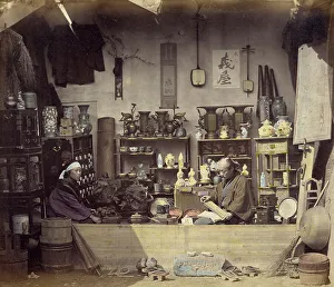 Bakumatsu Prints: Curio Shop, 1868. Creator: Felice Beato