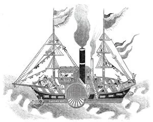Paddle Steamers Gallery: Curious Chinese drawing of an English war-steamer, 1844. Creator: Unknown