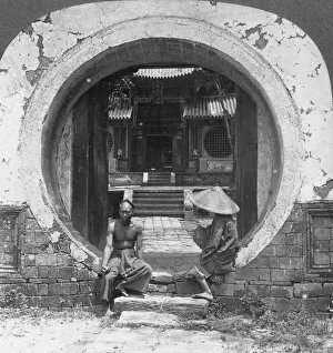 Conical Prints: Curious gateway, entrance to a joss house, Bhamo, Burma, 1908. Artist: Stereo Travel Co