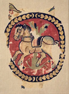 Plain Weave Prints: Curtain Fragment with Galloping Horse, 500s. Creator: Unknown