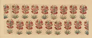 Curtains Collection: Curtain Fragment with Rows of Flowers, India, Before 1667. Creator: Unknown