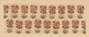 Soft Furnishings Prints: Curtain Fragment with Rows of Flowers, India, Before 1667. Creator: Unknown