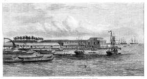 Indian Ocean Prints: The Custom-House and inner harbour, Colombo, Ceylon, 1864. Creator: Unknown