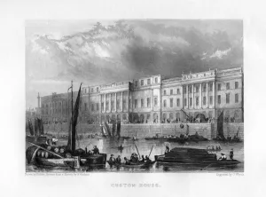 Custom House Prints: Custom House, London, 19th century. Artist: J Woods
