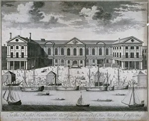 Custom House Prints: The Custom House from the River Thames, as it was in 1714, 1715