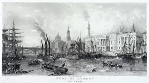 Allom Gallery: Custom House and River Thames, 1839. Artist: Frederick James Havell
