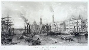 T Allom Gallery: Custom House and River Thames, 1839. Artist: Frederick James Havell
