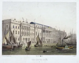 Custom House Prints: Custom House and River Thames, London, 1854. Artist: Louis Julien Jacottet