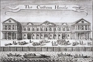 Custom House Prints: Custom House and River Thames, London, c1670. Artist: John Dunstall