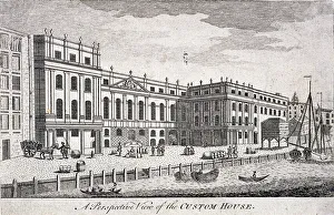 Custom House Prints: Custom House and River Thames, London, c1750