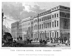 Custom House Prints: The Custom House from Thames Street, City of London, 1828. Artist: J Henshall