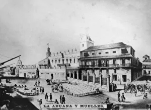 Wharves Prints: Customs house and wharves, Havana, Cuba, 1841, [c1910]