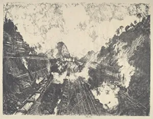 Pennell Joseph Prints: The Cut, Looking toward Ancon Hill, 1912. Creator: Joseph Pennell