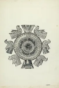Wall Mounted Prints: Cut Tin Candle Holder, c. 1936. Creator: Irene M. Burge