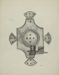 Wall Mounted Prints: Cut Tin Candleholder (Candelero), 1936. Creator: Irene M. Burge