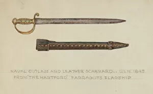 Images Dated 6th April 2021: Cutlass and Leather Scabbard, 1935 / 1942. Creator: Unknown