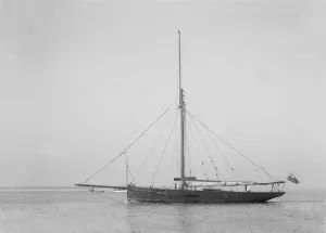 Port Broadside Prints: The cutter Cymberline under way by motor. Creator: Kirk & Sons of Cowes