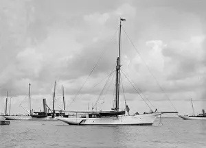 At Anchor Prints: The cutter Yolande at anchor, 1912. Creator: Kirk & Sons of Cowes