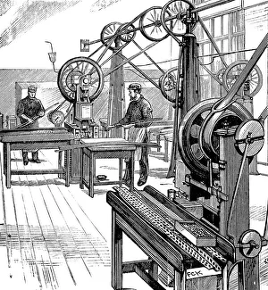 Mint Prints: Cutting coin blanks from metal strips, Royal Mint, London, 1897
