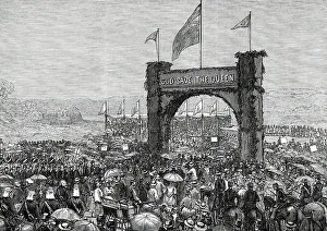 Cutting the First Turf of the Natal Government Railway at Durban, 1876. Creator: Unknown