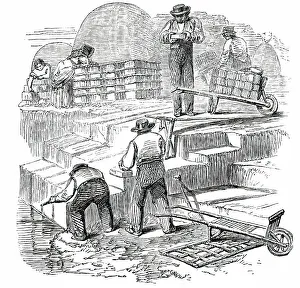 Peat Prints: Cutting Turf, and Preparing it for the Rick, 1850. Creator: Smyth