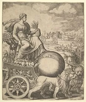 Master Of The Gallery: Cybele in her chariot drawn by two lions, 1530-60. Creator: Master of the Die