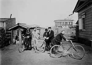 Irkutsk Prints: Cyclists in the courtyard of the estate