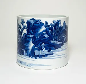 Kangxi Period Prints: Cylindrical Jar with Figures in a Landscape, Qing dynasty (1644-1911)