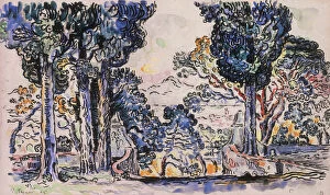 Divisionism Gallery: Cypresses in Sainte-Anne (SaintTropez). Artist: Signac, Paul (1863-1935)