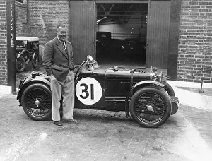 Garage Prints: Cyril Paul with his MG C type, 1932