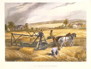 Reaping Machine Prints: Cyrus McCormicks reaping machine of 1831 (patented 1834), c1851