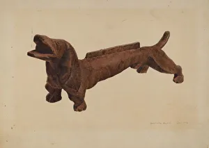 Foot Scraper Prints: Dachsund Foot Scraper, c. 1942. Creator: Henrietta S. Hukill