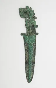 14th Century Bc Prints: Dagger-axe (ge) with dragons, Late Shang dynasty, ca. 1300-1200 BCE. Creator: Unknown